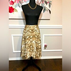 Lauren Ralph Lauren Cream Pleated Midi Skirt